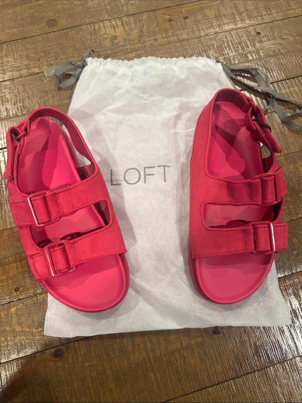LOFT Hot Pink Double-Strap Slingback Sandals